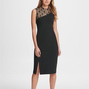 DKNY Lace and Crepe Combo Sheath Dress Black